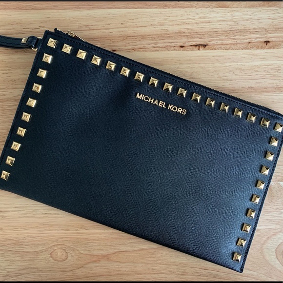 Michael Kors Handbags - Michael Kors Gold Stud Clutch!